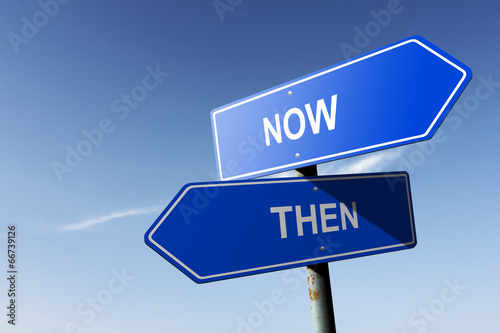 фотографія Now and Then directions.  Opposite traffic sign.