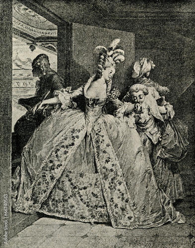 Εκτύπωση καμβά "Parting" (Les Adieux) by Jean-Michel Moreau (1777)