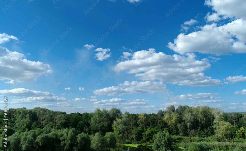 Summer landscape and cloudy sky Summer landscape and cloudy sky