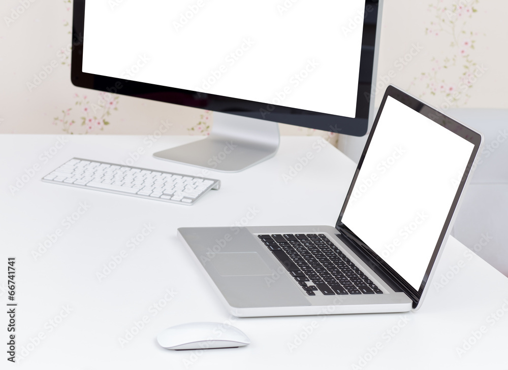 Blank screen of laptop and desktop computer Blank screen of laptop and desktop computer