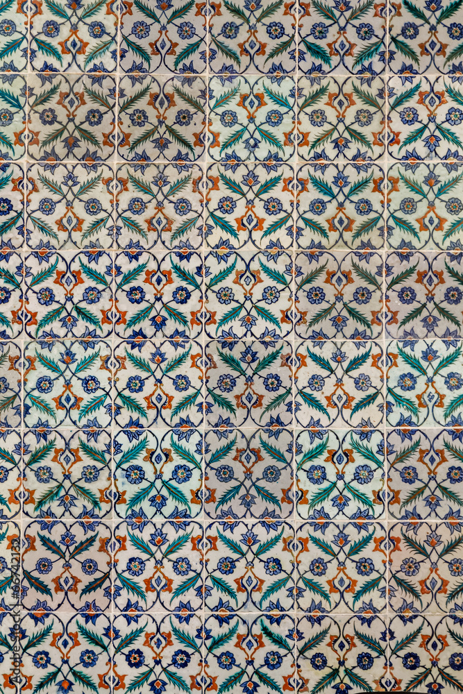 Ottoman Wall Tile from Topkapi Palace, Texture and Background