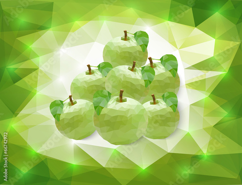 Green apples on triangle background photo