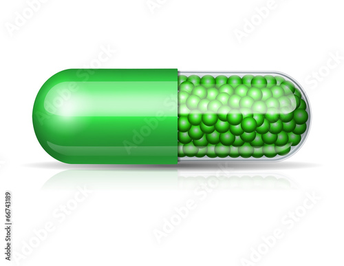 Medical green capsule with granules