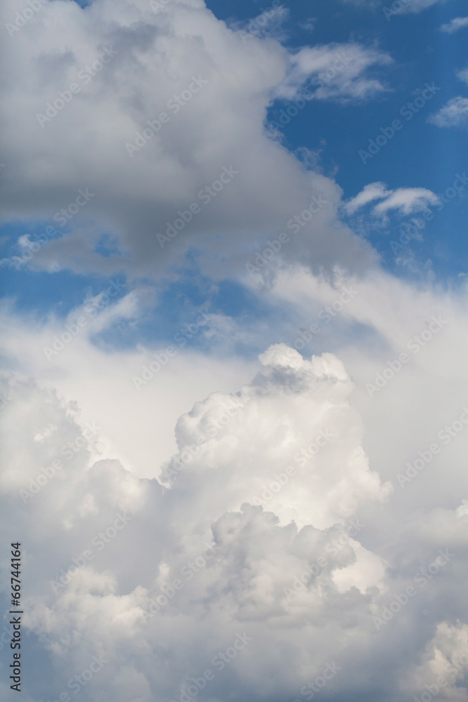 beautiful fluffy clouds in sky