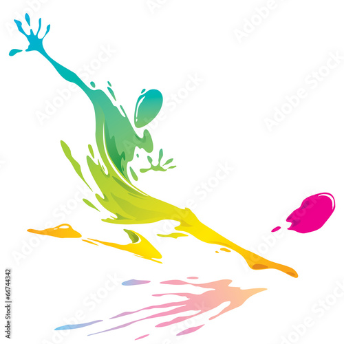 Paint splashing - Soccer player kicking the ball