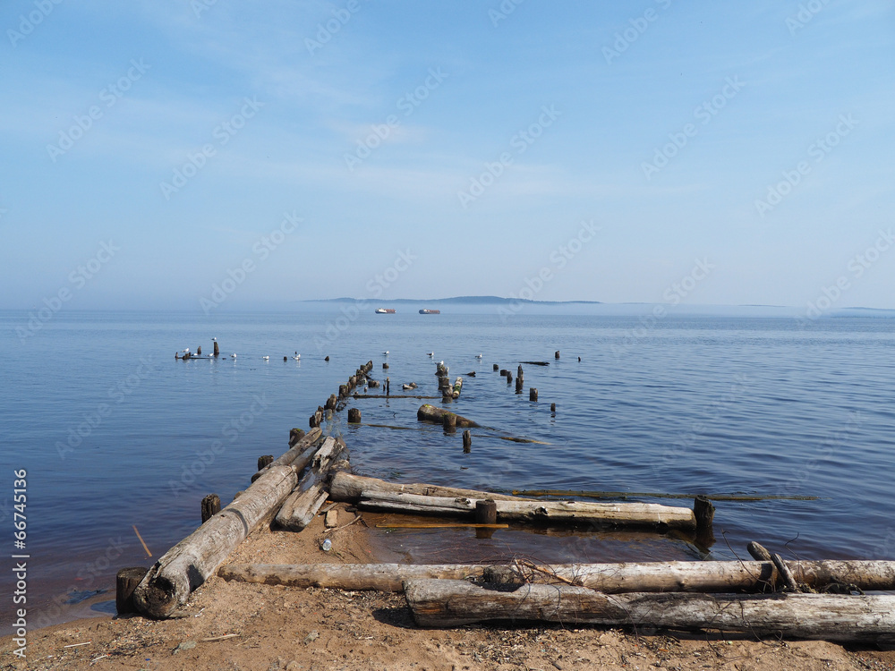 old piles in the lake