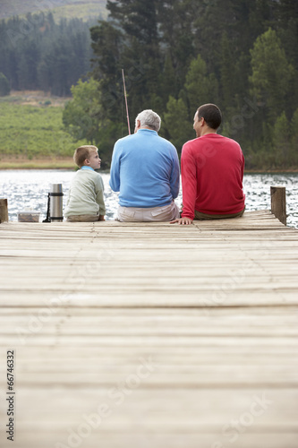 Father,son and grandfather fishing