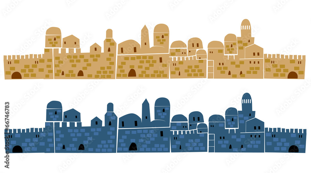 Fototapeta premium Ancient, Old Town, Middle East, Illustration