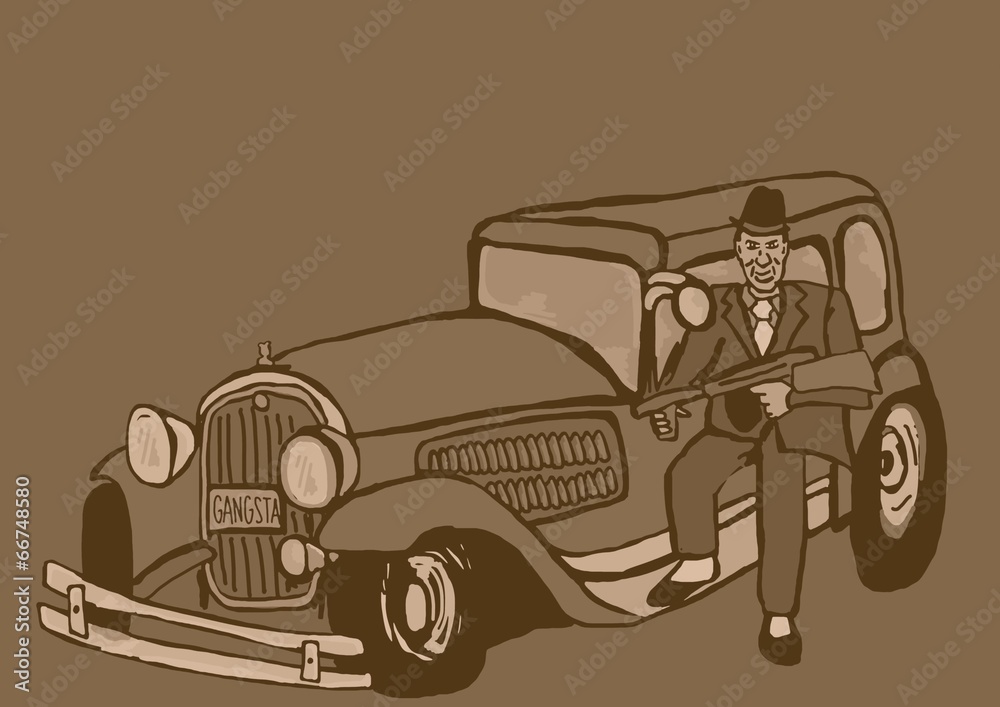 Vintage gangster with car