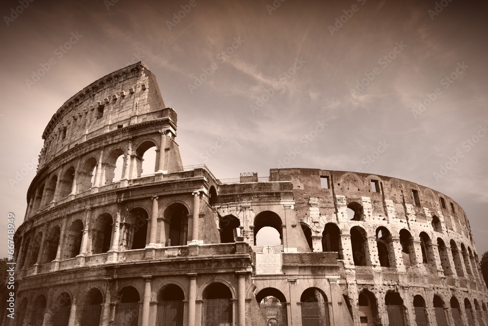 Colosseum. Sepia tone image.