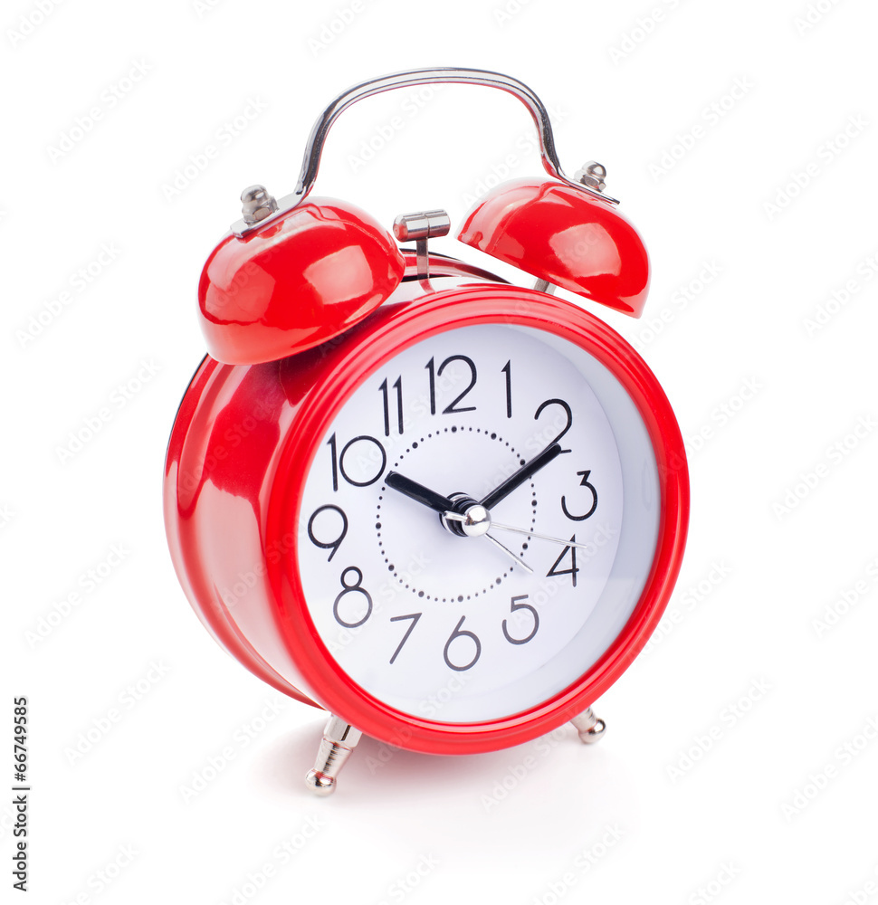 red alarm clock isolated on white red alarm clock isolated on white