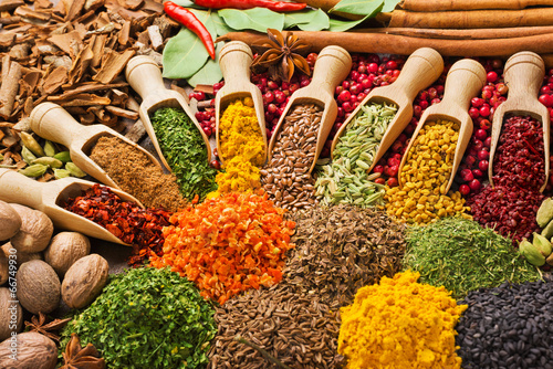 composition with different spices and herbs