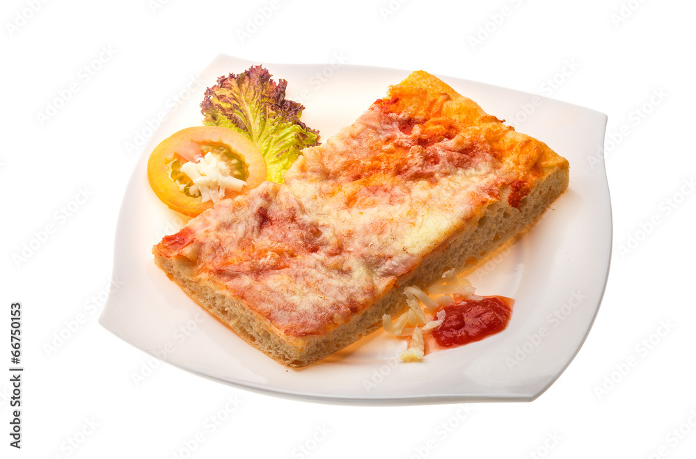 Pizza with tomato sauce and mozarella Pizza with tomato sauce and mozarella