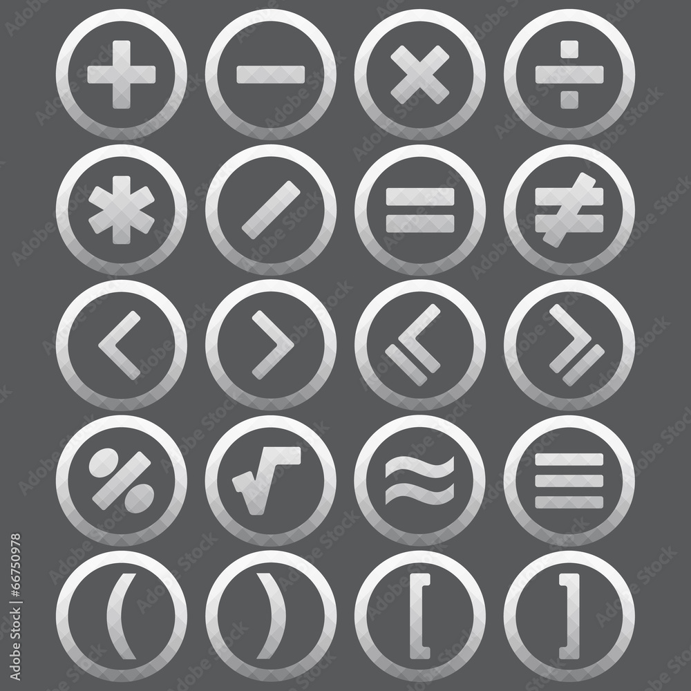 Vector of transparent icon, mathematical symbols set Vector of transparent icon, mathematical symbols set