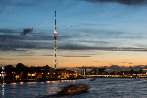 St. Petersburg. City TV tower. Night view.