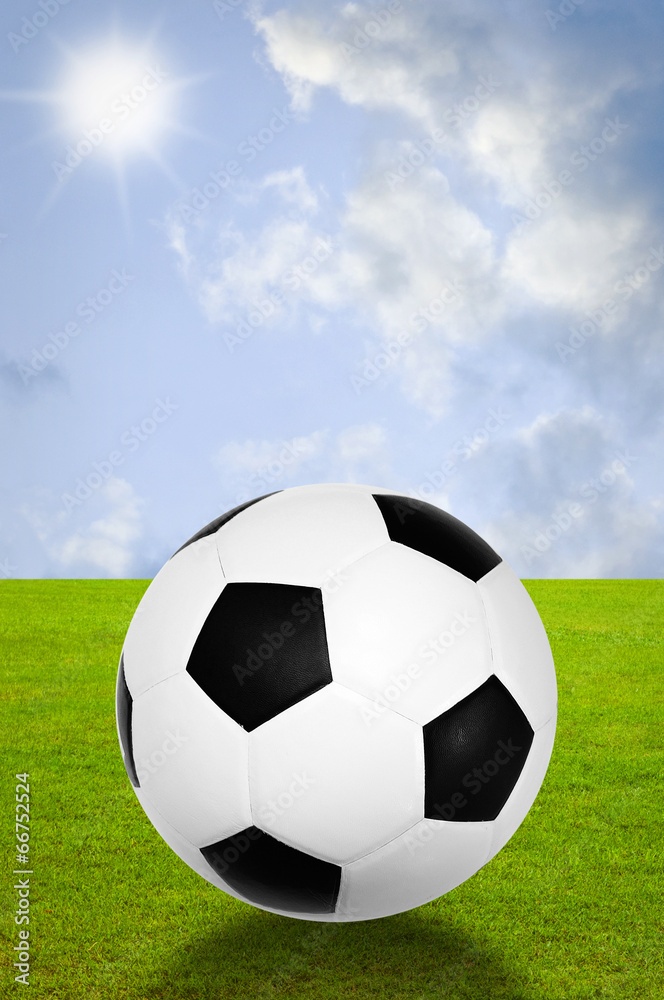 Fototapeta premium Football with field and sky background