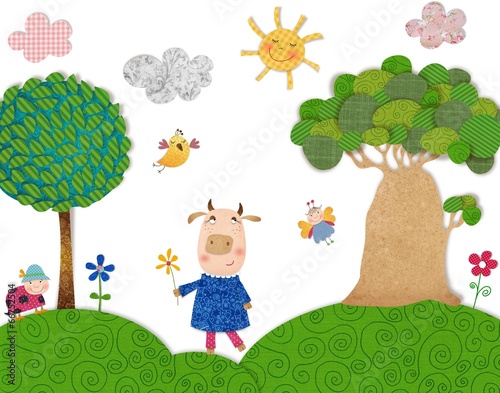 The cow. Illustration for children