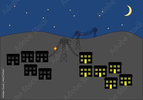 Power cut in town at night clip art