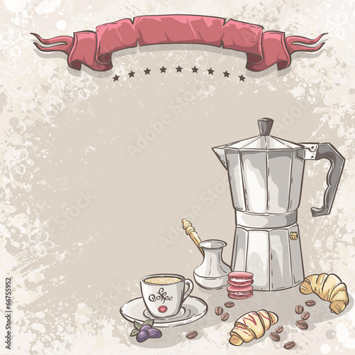 coffee, Turku, cup of coffee and croissants