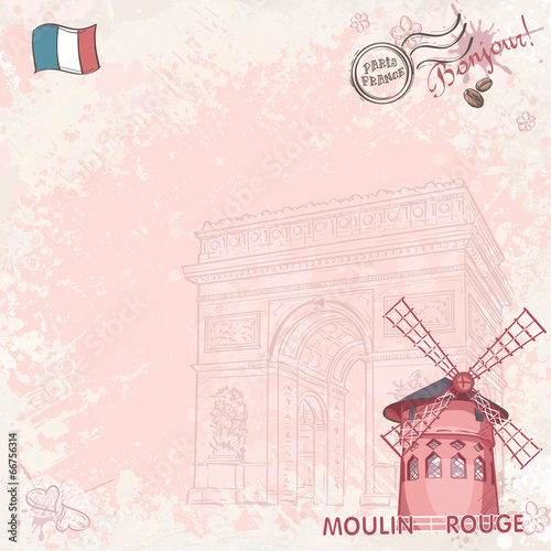 Background image on paris depicting the Moulin Rouge