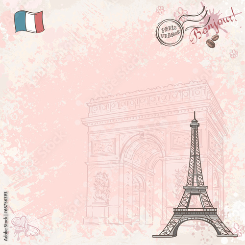 Background image on France with Eiffel tower