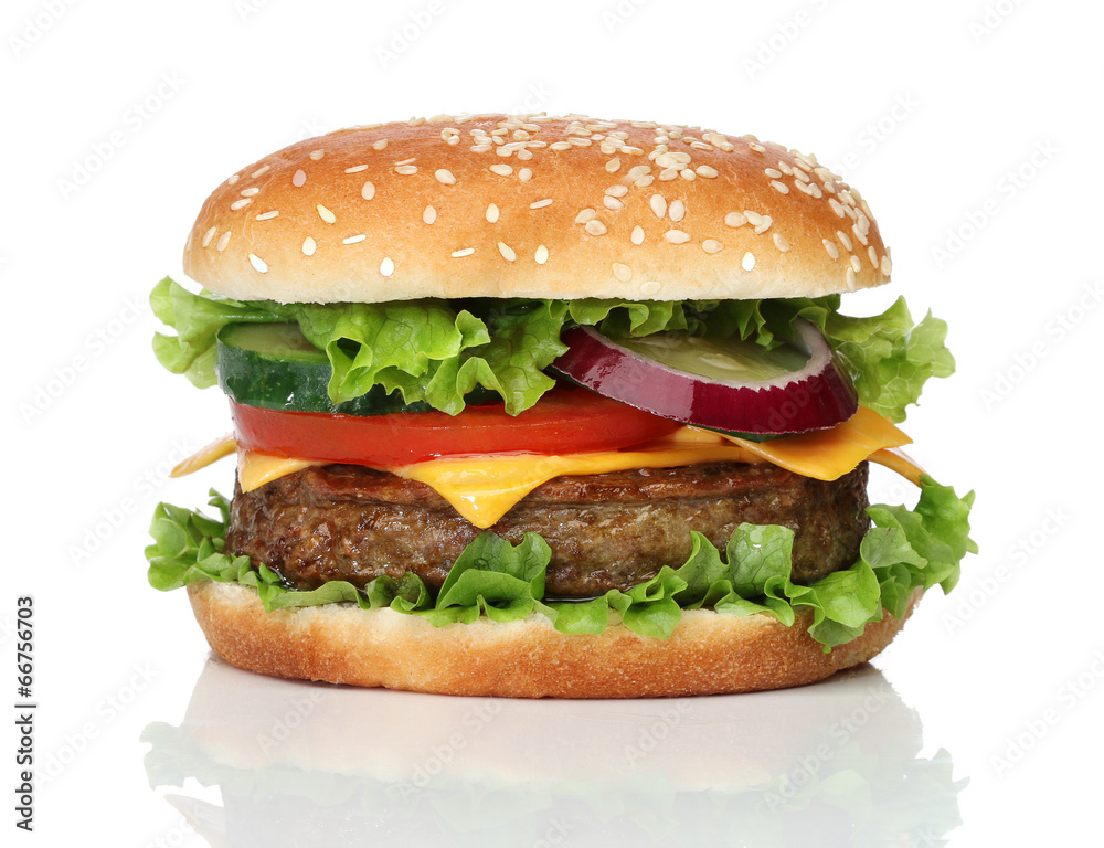 Tasty hamburger isolated on white background Tasty hamburger isolated on white background
