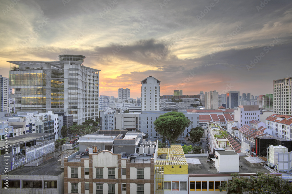 Naklejka premium Bugis Junction in Singapore at Sunset