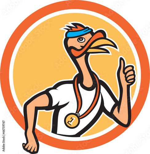 Turkey Runner Thumbs Up Cartoon