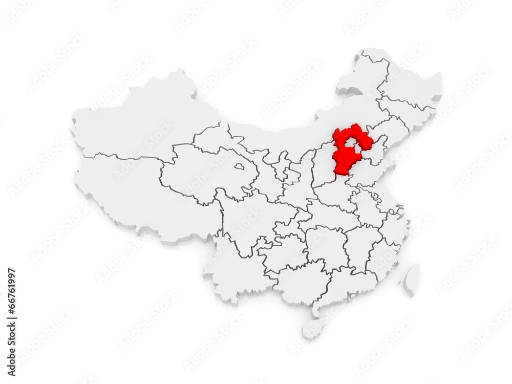 Fototapeta premium Map of Hebei. China.