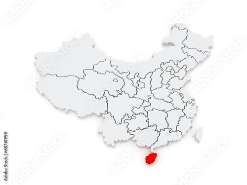 Map of Hainan. China.