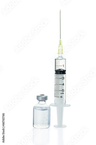 Glass Medicine Vial botox or flu with medical Syringe