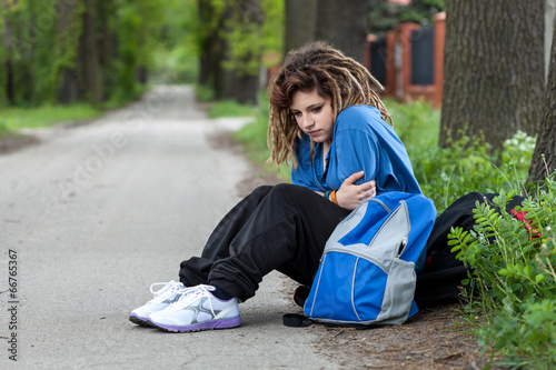 Schilderij op canvas Young depressed girl