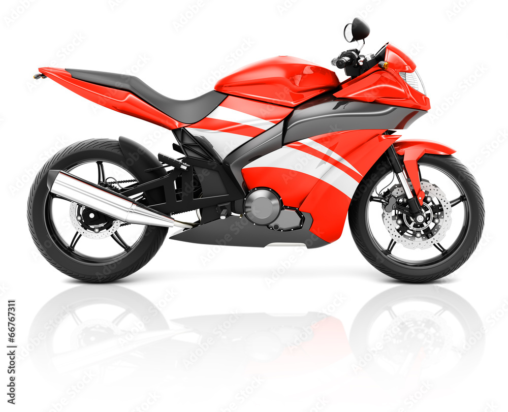 Fototapeta 3D Image of a Red Modern Motorbike