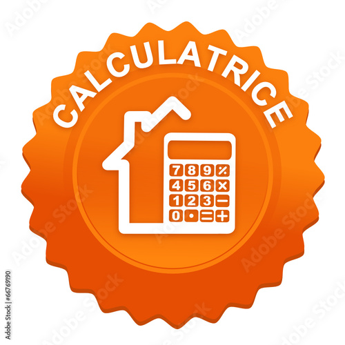 immobilier calculatrice sur bouton web denté orange