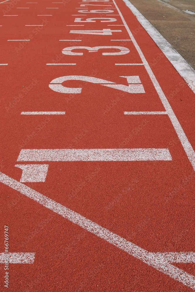 Fototapeta premium Athletic running track in stadium