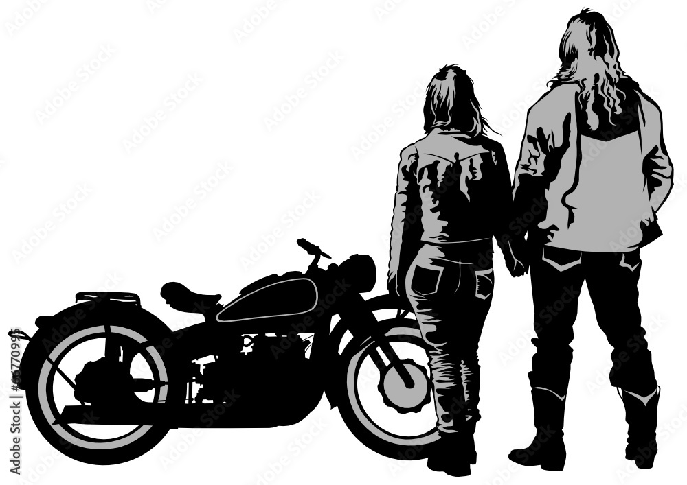 Naklejka premium Bike and couple