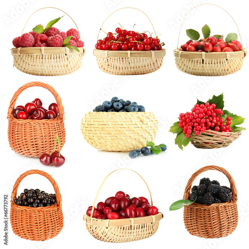 Collage of berries isolated on white