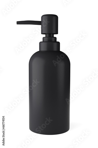 Black rubber bottle for liquid soap with dispenser pump
