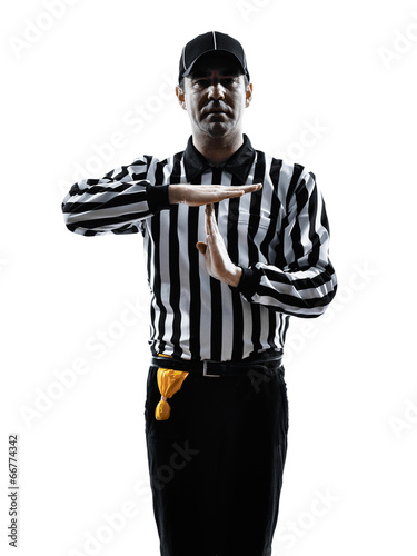 american football referee gestures time out silhouette photo