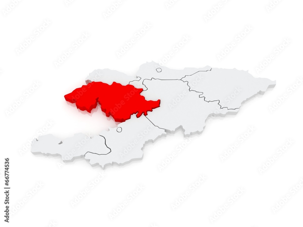 Fototapeta premium Map of Jalal-Abad Province. Kyrgyzstan.