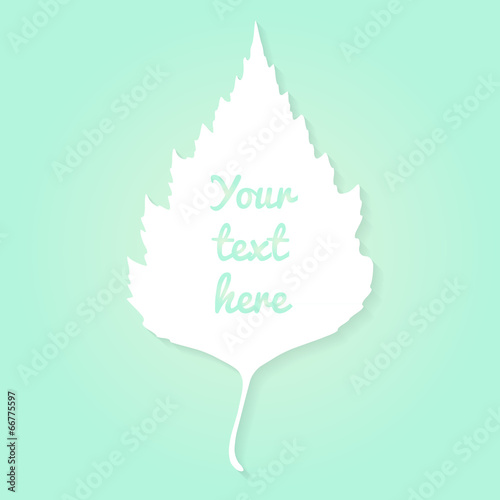 Leaf background, birch leaf silhouette, place for your text