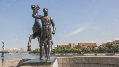 Basel, Altstadt, Rhein, Skulptur, Sommer, Schweiz