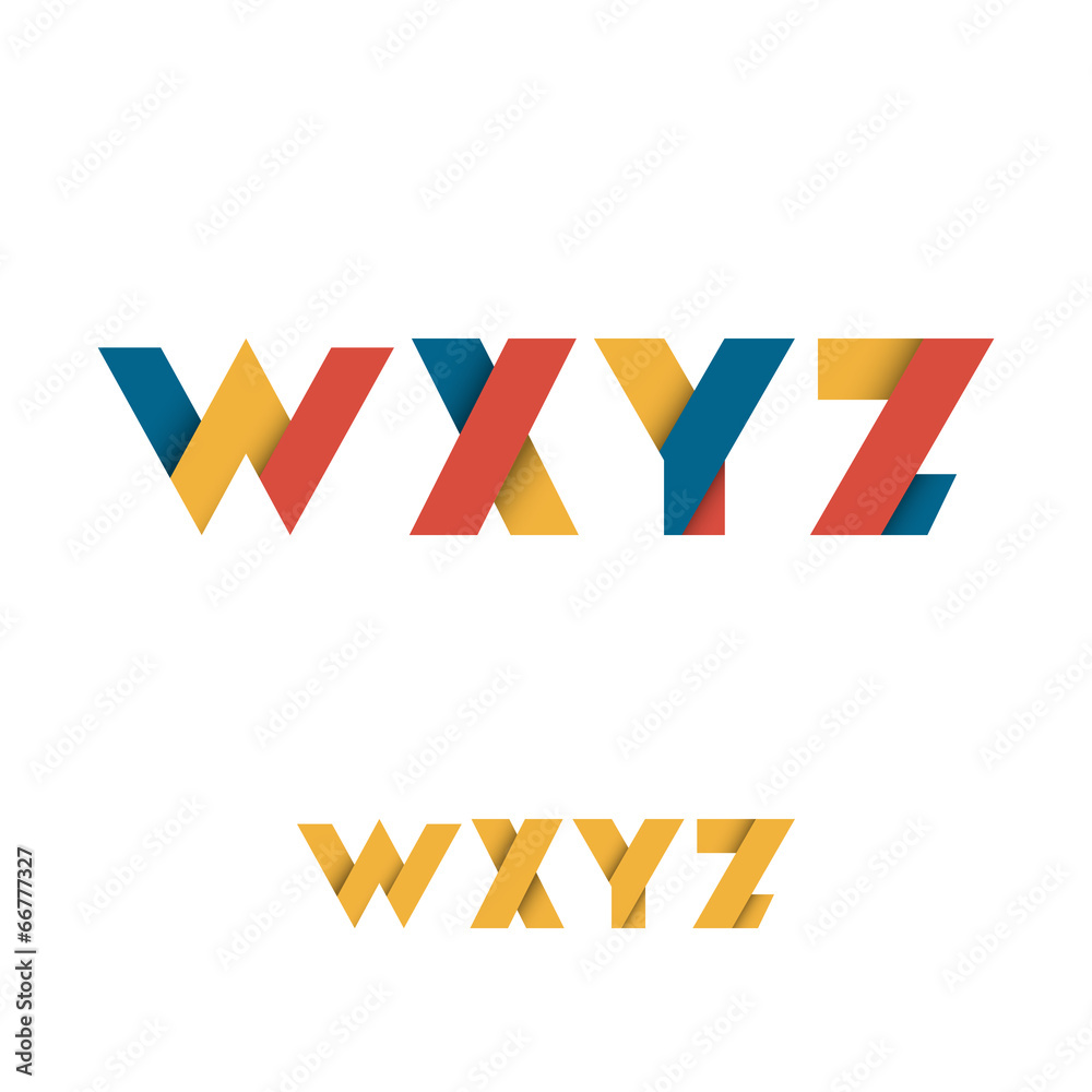 W X Y Z Modern Colored Layered Font or Alphabet W X Y Z Modern Colored Layered Font or Alphabet