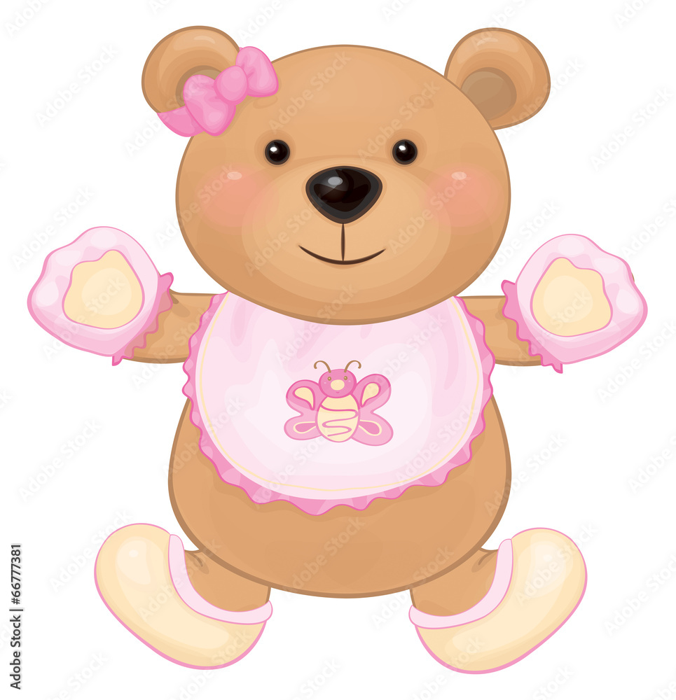 Vector cute baby bear girl isolated. Vector cute baby bear girl isolated.