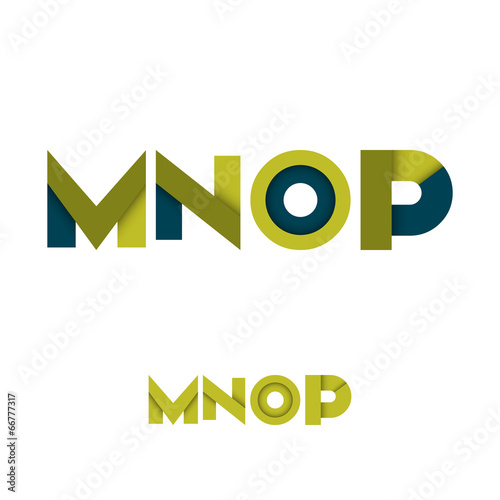 M N O P Modern Colored Layered Font or Alphabet