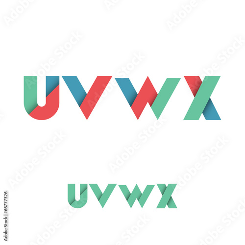 U V W X Modern Colored Layered Font or Alphabet