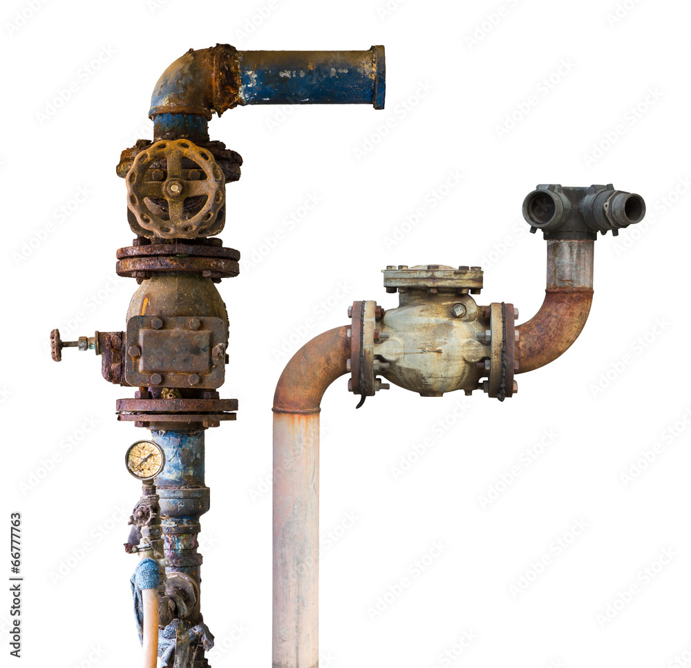 Isolates of the pipe off the water supply, both old rust Isolates of the pipe off the water supply, both old rust
