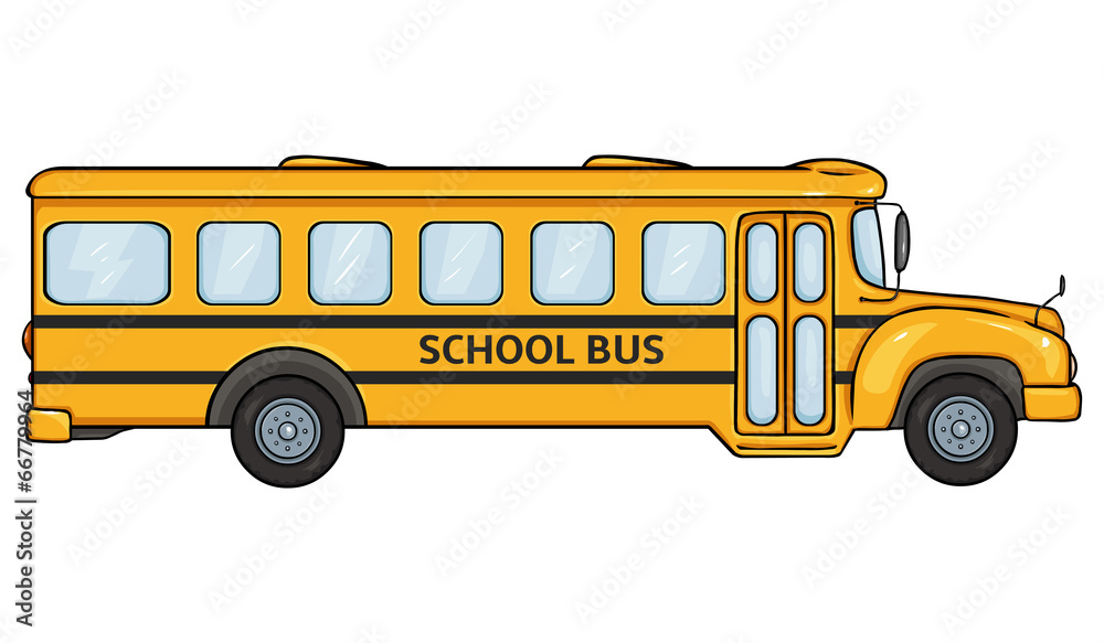 Vector Cartoon Yellow School Bus. Side View. Stock Vector | Adobe Stock