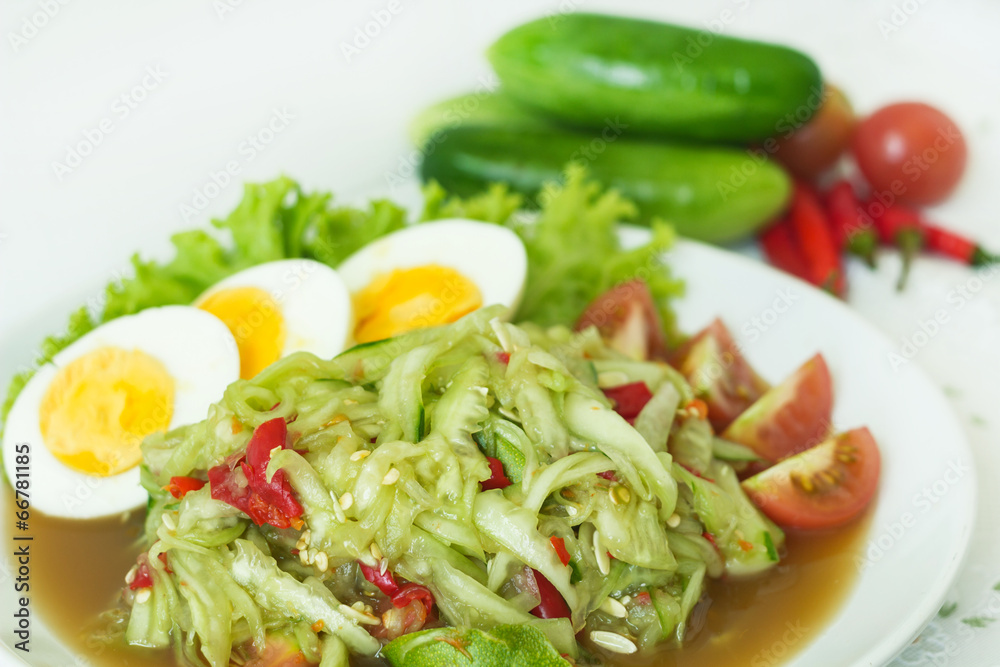 Thai style cucumber spicy salad