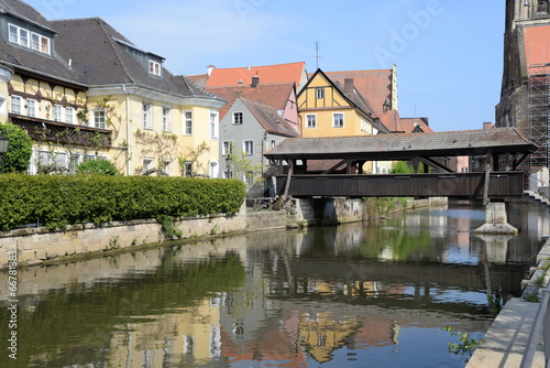 Tableau sur toile Schiffbrücke in Amberg